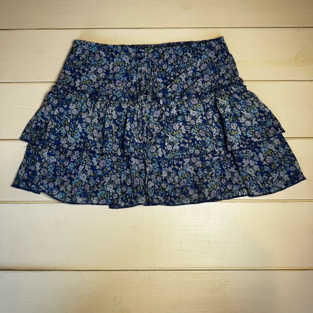 Wild Fable Blue Lavender Floral Lined Mini Skirt